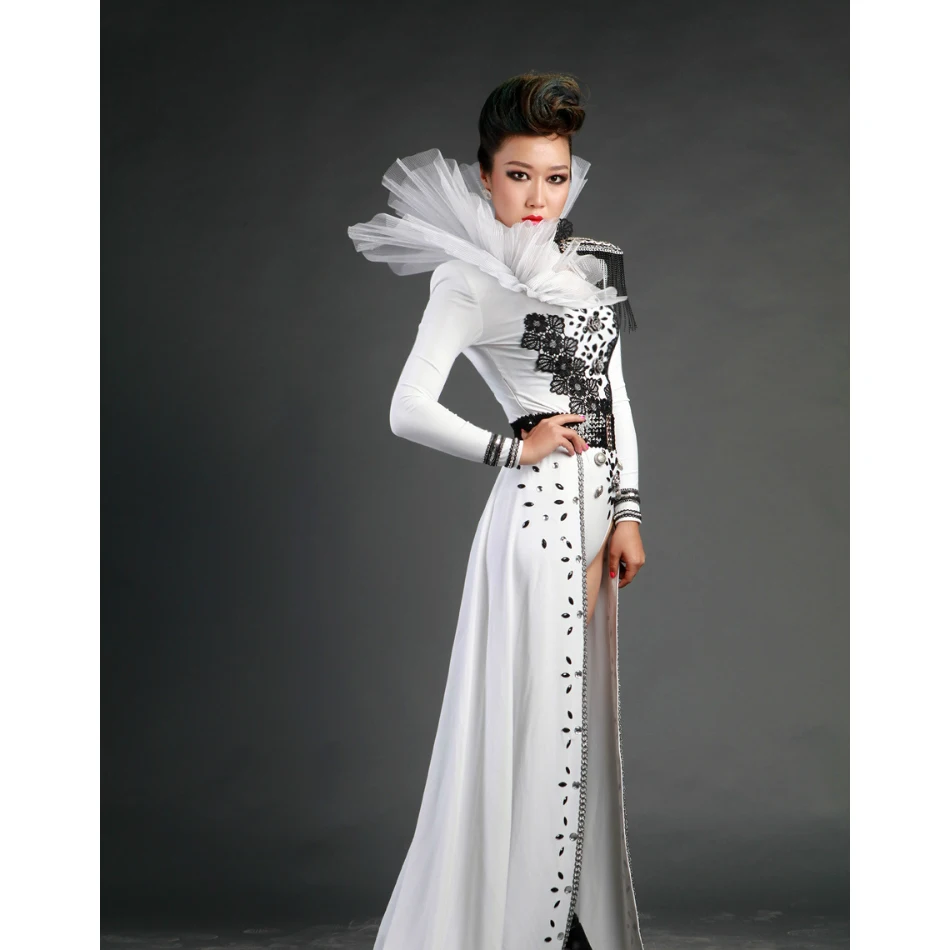 2017 новое поступление женский костюм певицы бар DJ DS сексуальная белая одежда для