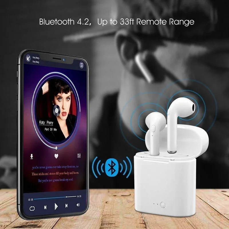 Беспроводная Bluetooth гарнитура i7s tws i9 стереонаушники вкладыши с микрофоном двойные