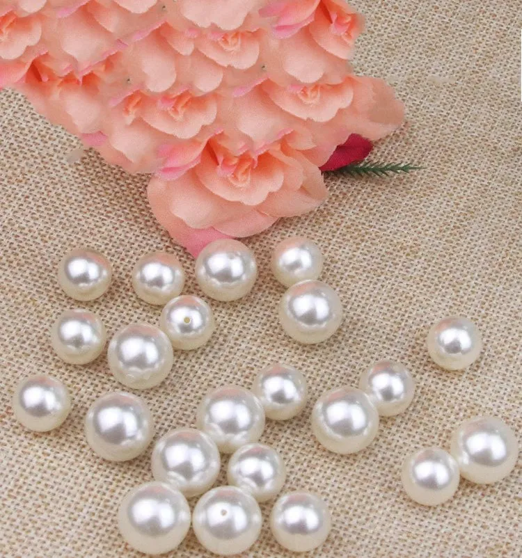 Круглые жемчужные серьги из АБС-пластика с полуотверстиями браслет бисером