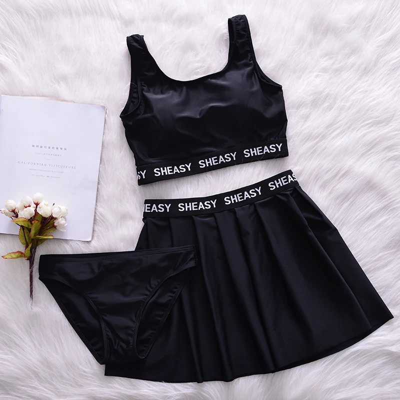 

Brand Summer Letter Bandage Sexy 3 Pieces in Bikini Set Swimwear Women Black Sport Swimsuit Beach Wear Girls Pool Bathing Suit
