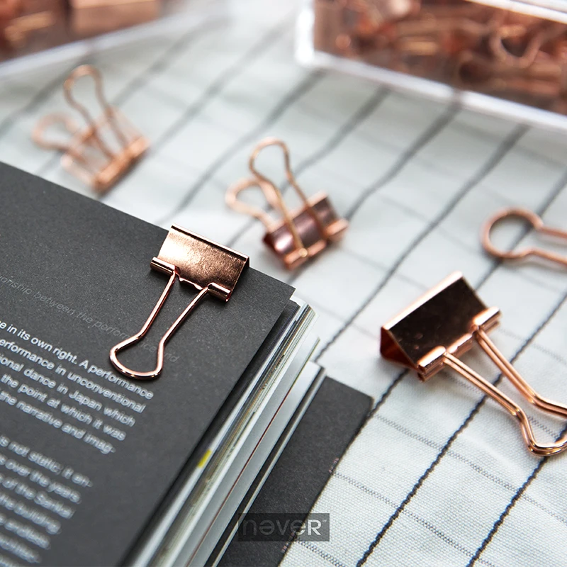 

25pcs Rose Gold Metal Binder Clips Notes Letter Paper Clip Office Supplies Office Binding Products