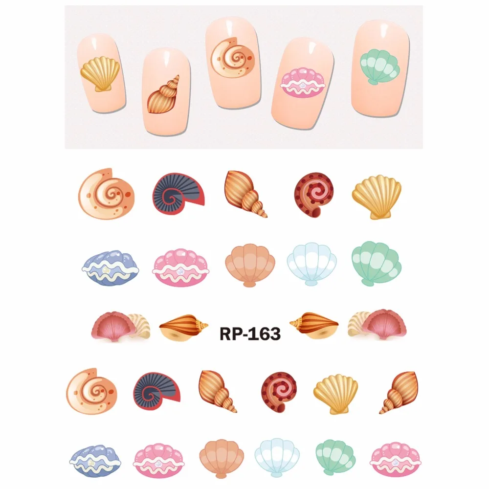 

UPRETTEGO NAIL ART BEAUTY NAIL STICKER WATER DECAL SLIDER CARTOON UNDER SEA STARS JELLY FISH OCTOPUS CONCH RP163-168