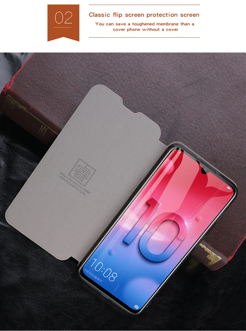 Чехол Mofi для huawei Honor 10 Lite, роскошный кожаный чехол-книжка с откидной крышкой и подставкой для huawei P Smart