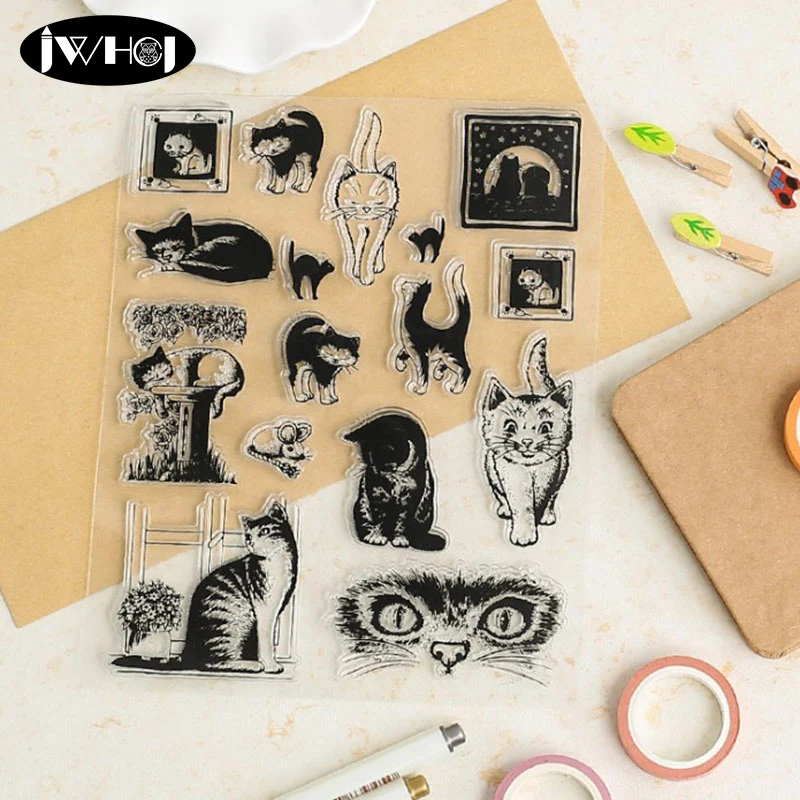 Милый Кот рай мультфильм животное силиконовые прозрачные мягкие Марки diy для