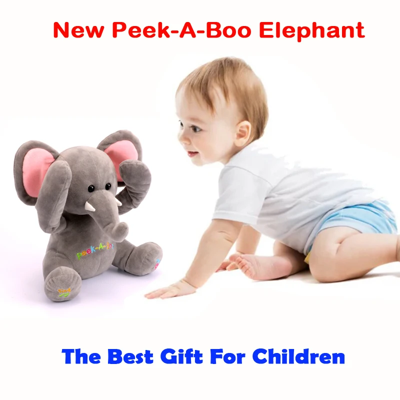Бесплатная доставка новый Peek A Boo Elephant мягкая анимированная и плюшевая игрушка