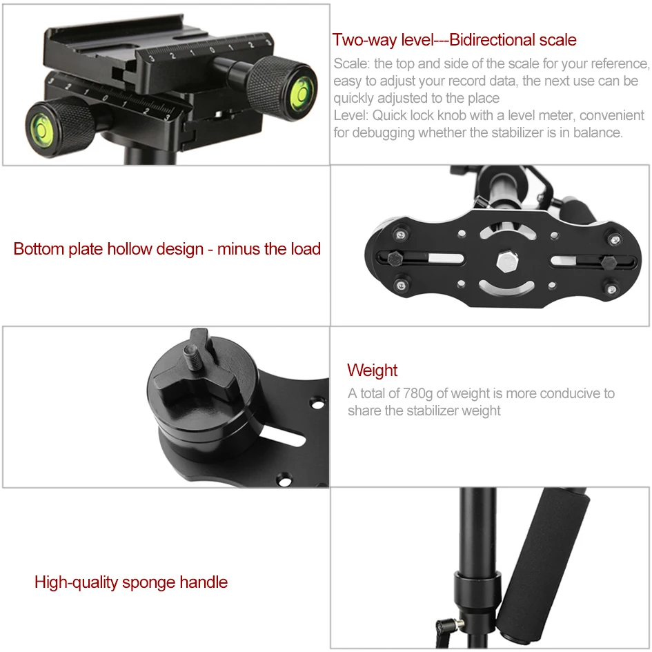 ALUMOTECH S40 Steadycam S-40 + Plus 1 3 кг 40 см алюминиевый ручной Стабилизатор Steadicam DSLR