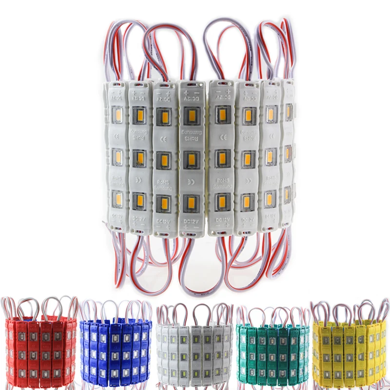 

100pcs/lot Best price IP65 5730 3 LED MODULE Waterproof Warm White Pure White Injection Molding Light for DC 12V, 75mm*10mm