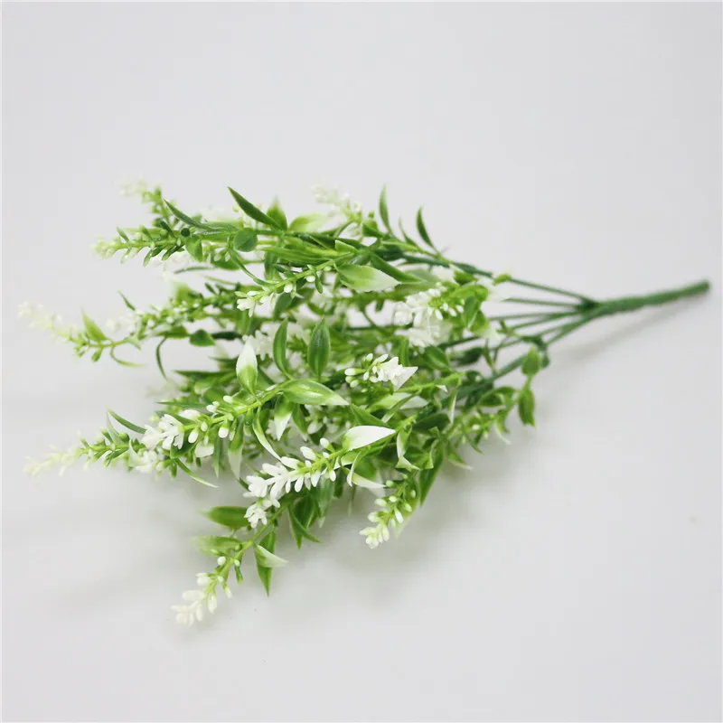 white JAROWN искусственные растения, ненастоящие, пластик, лаванда, 7 веток, искусственный букет цветов для свадьбы, дома, вечерние украшения - Цвет: white