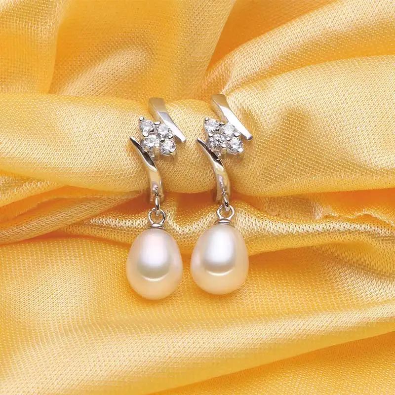 Белый розовый фиолетовый черный Подлинная пресноводный жемчуг серьги для женщин