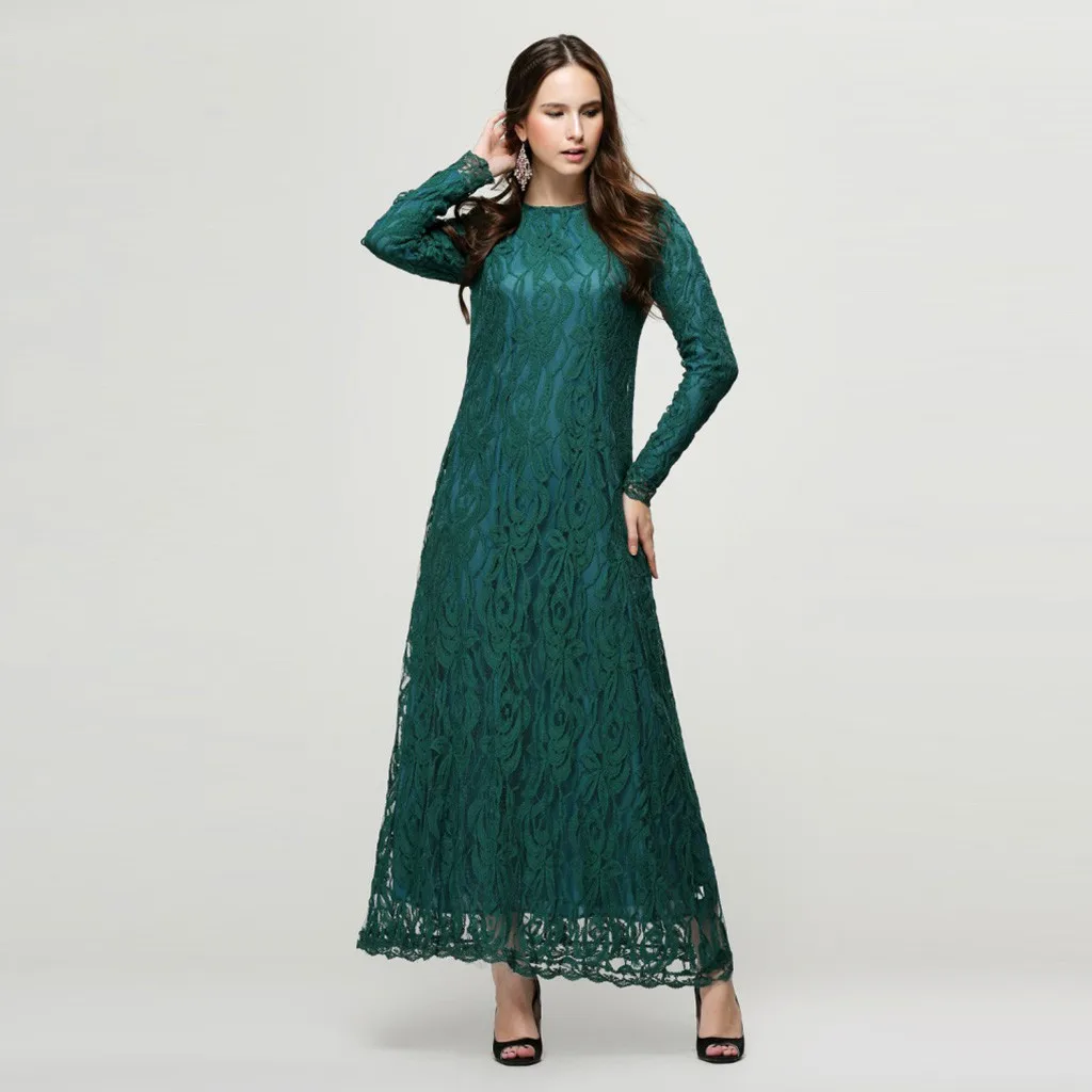 Женское мусульманское платье с жемчугом Abaya свободное однотонное большого