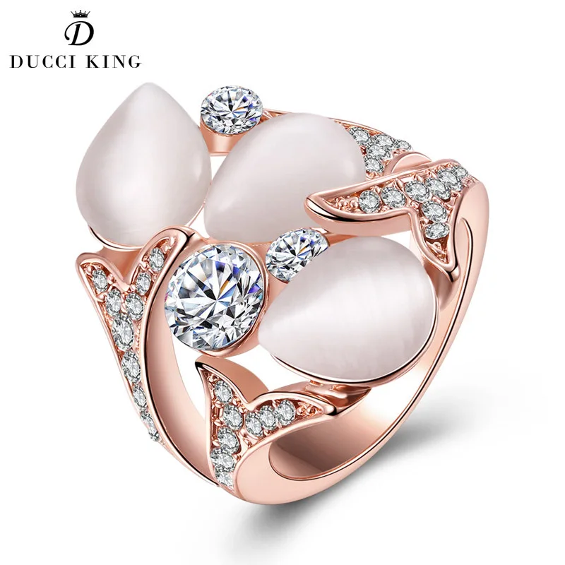 Модные роскошные розового золота кольцо женский 3 шт. полудрагоценные камни