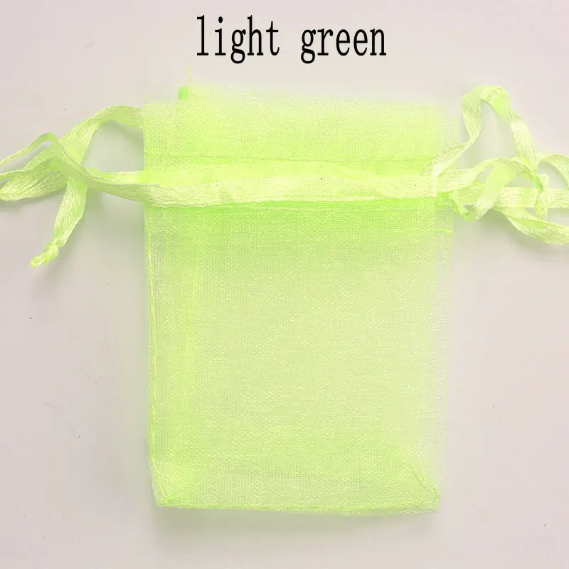 light green 16 цветов, 100 шт./лот, 9*12 см, органза, рождественские, свадебные подарочные сумки, мешок для конфет, упаковка ювелирных изделий, тянущиеся сумки и мешочек из органзы - Цвет: light green