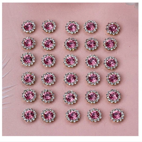 Gold Fuchsia Круглые полимерные стразы стекло камень коготь Кристалл Пряжка кабошон база для DIY ремесло украшение для альбома - Цвет: Gold Fuchsia