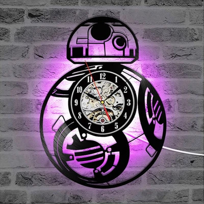 D-7 Color LED Change 12in 3d wall clock Star Wars LED Wall Clock with 7 Colors Modern Design Movie Vintage Vinyl Record Clocks Wall Watch Home Decor - Цвет: D-7 Color LED Change