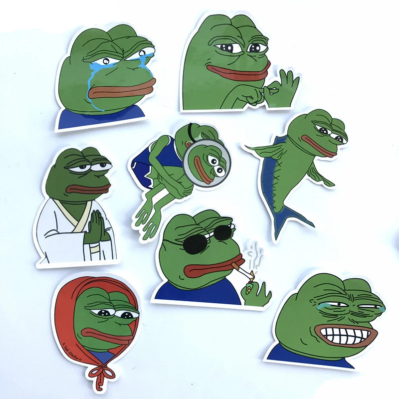 34 шт/компл наклеек с Пепе Sad Frog для сноуборда, багажа, автомобиля, холодильника, ноутбука. Подарки для детей.