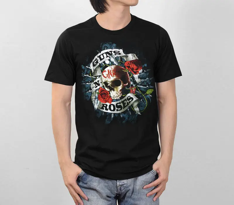 Экран футболка с коротким Пистолеты n' Roses НРГ гражданская война Графический Heavy