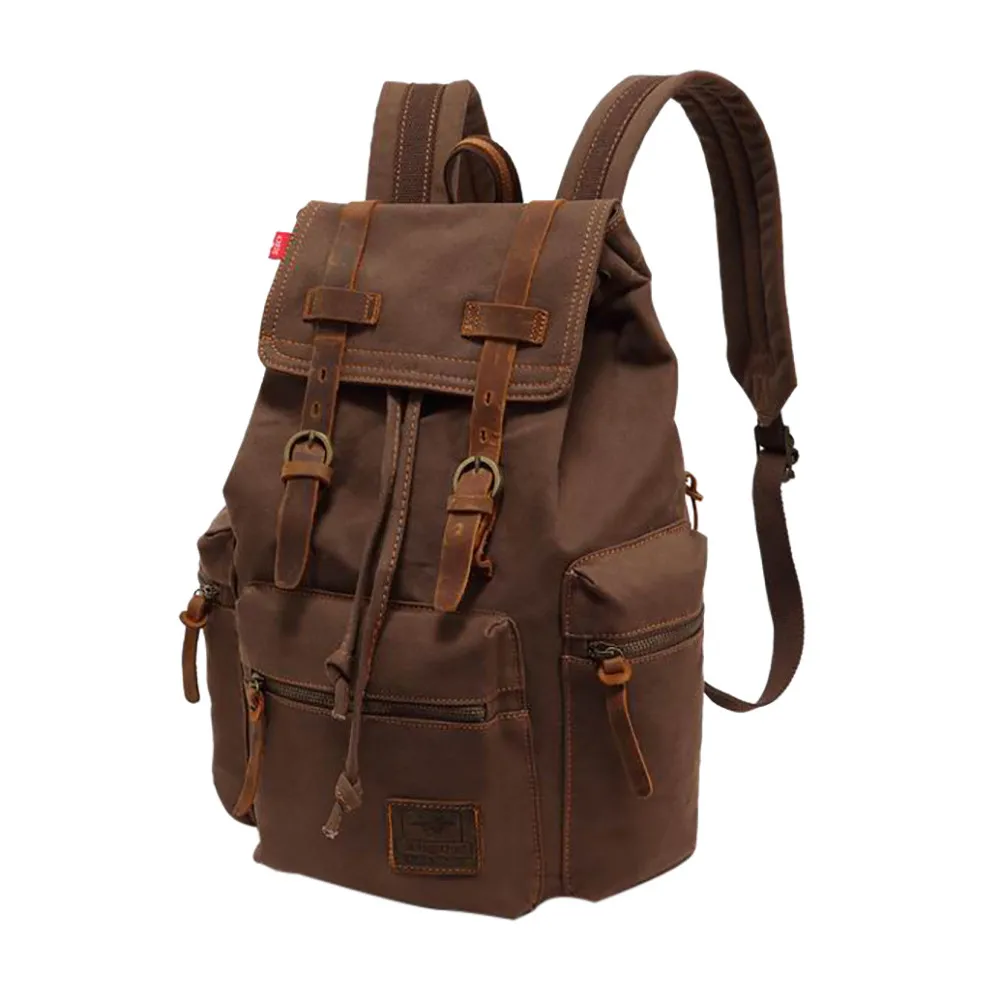 Browm Холст Backpac Винтаж кожаный холщовый рюкзак Пеший Туризм Daypacks компьютеры сумка-рюкзак для ноутбука для Для мужчин Для женщин# G4 - Цвет: Browm