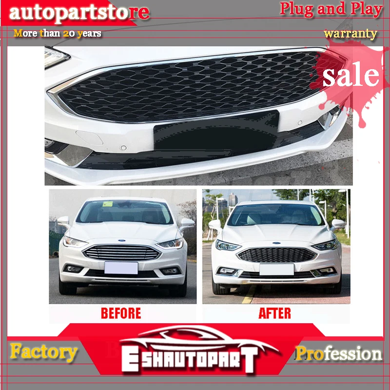 Черный Передний бампер хромированная сотовая решетка для- Ford Fusion аксессуары