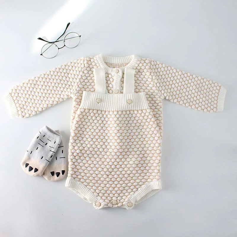 2pcs Sets Ins/Лидер продаж, вязаные свитера кардиганы и комбинезоны бежевого цвета для маленьких девочек комплекты из 2 предметов милая детская одежда ярких цветов - Цвет: 2pcs Sets