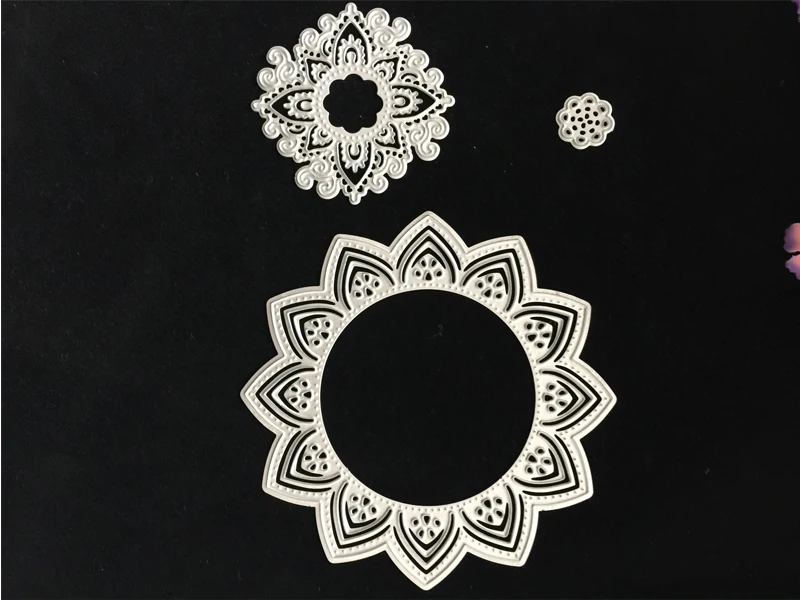 3 шт./компл. зубчатые цветок круглый металлический круг прорезной трафарет для