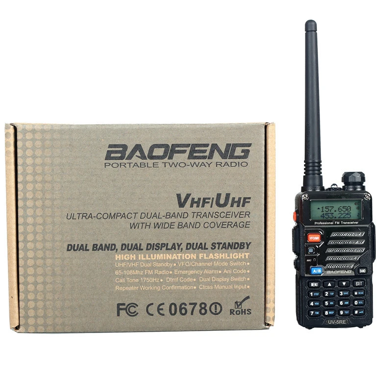 Двухдиапазонная рация BAOFENG UV 5RE Plus двухстороннее радио 5 Вт 128CH UHF VHF pofung UV5RE FM ручное