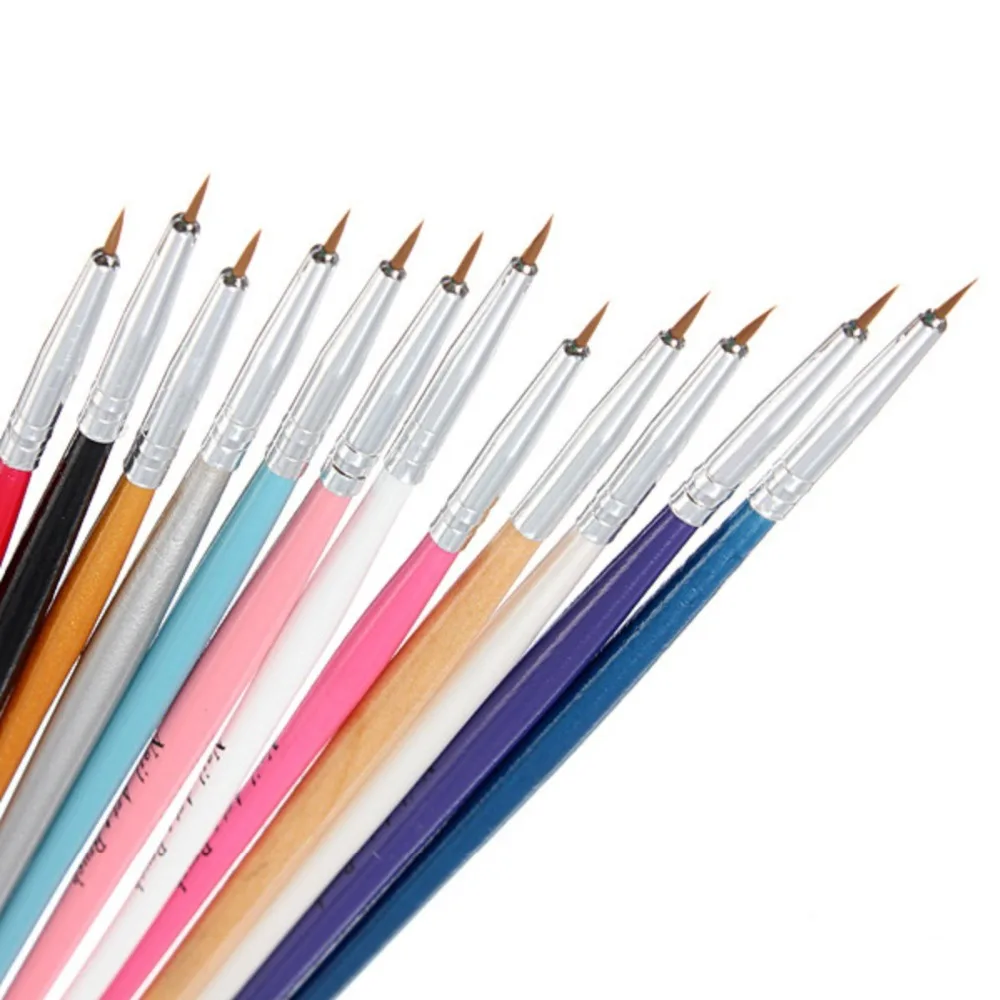 12 шт./лот кисть для ногтей Цветная дизайна крошечные акриловые кончики подводка