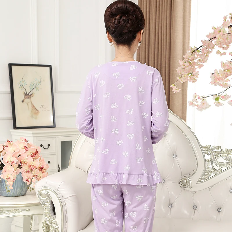 Новые осенне-зимние Хлопковые женские пижамные комплекты с длинным рукавом