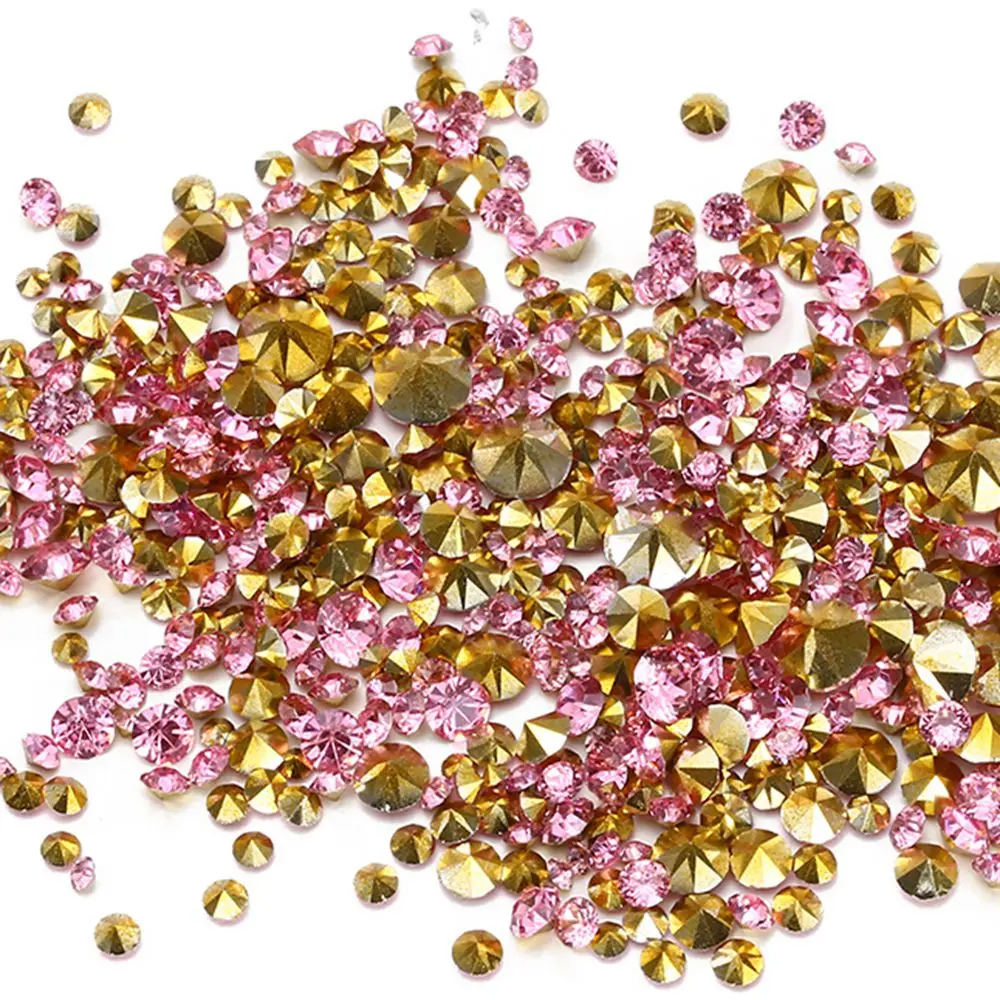 

Wholesale Light Pink Resin Rhinestones PointBack Glue On Beads 2-8mm Diamond Jewelry Nail Art Wedding Dress Decoration DIY