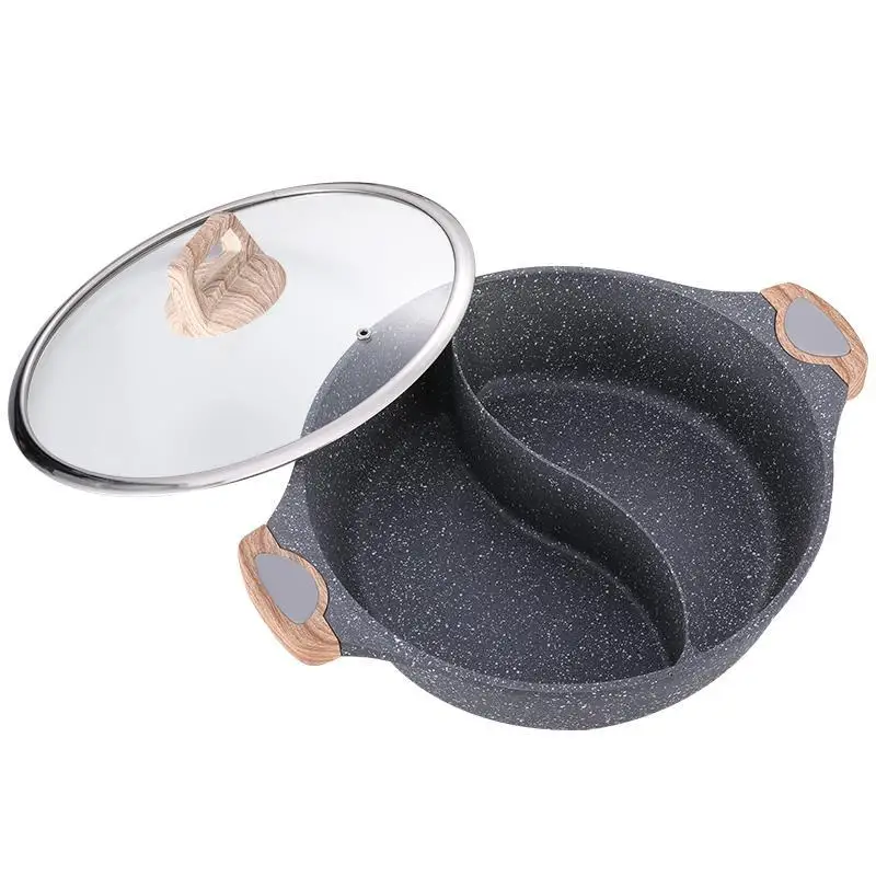 Горячая кастрюля с двойным разделением из алюминиевого сплава 30 см кухонная