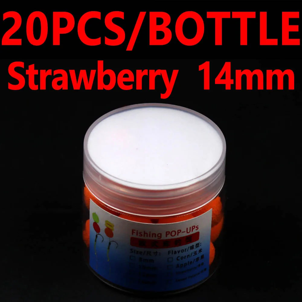 Strawberry 14mm 20P JIGEECARP 1 бутылка приманка для ловли карпа круглая всплывающая приманка крючок запах Ups придирка приманка для волос Клеммная снасть мяч шарик кормушка - Цвет: Strawberry 14mm 20P