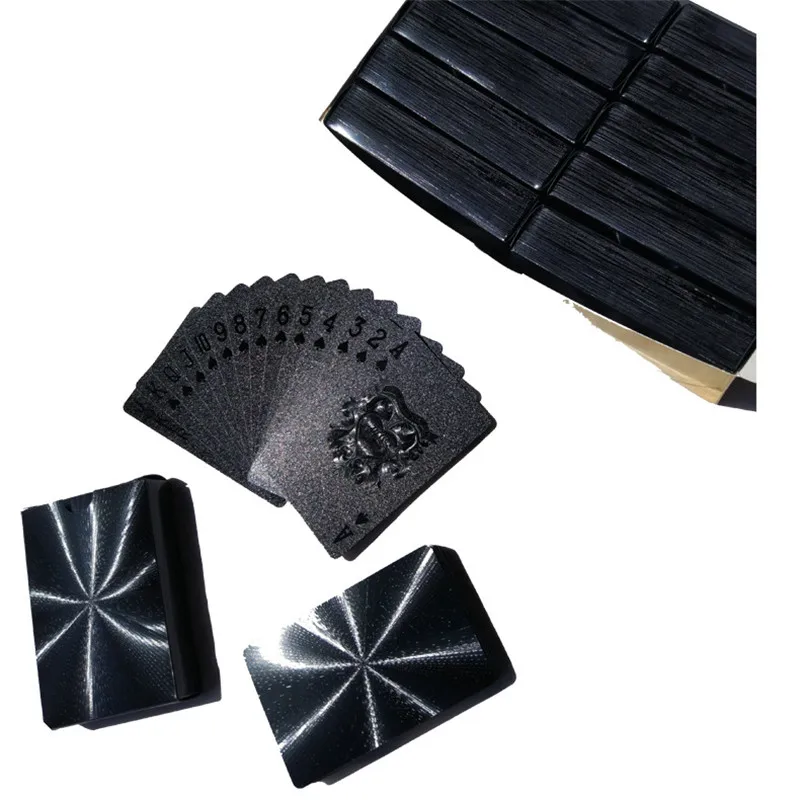 Pure black 24 K золотые игральные карты игра игрушка водонепроницаемый колода Золотая фольга покер набор пластиковые волшебные карты подарки игральные карты волшебные игрушки - Цвет: Pure black