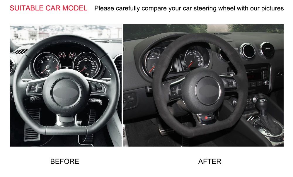 Ручная работа DIY черный замшевый чехол рулевого колеса автомобиля для Audi TT TTS(8J) 2006- A3 S3(8 P) Sportback 2008-2012 R8(42