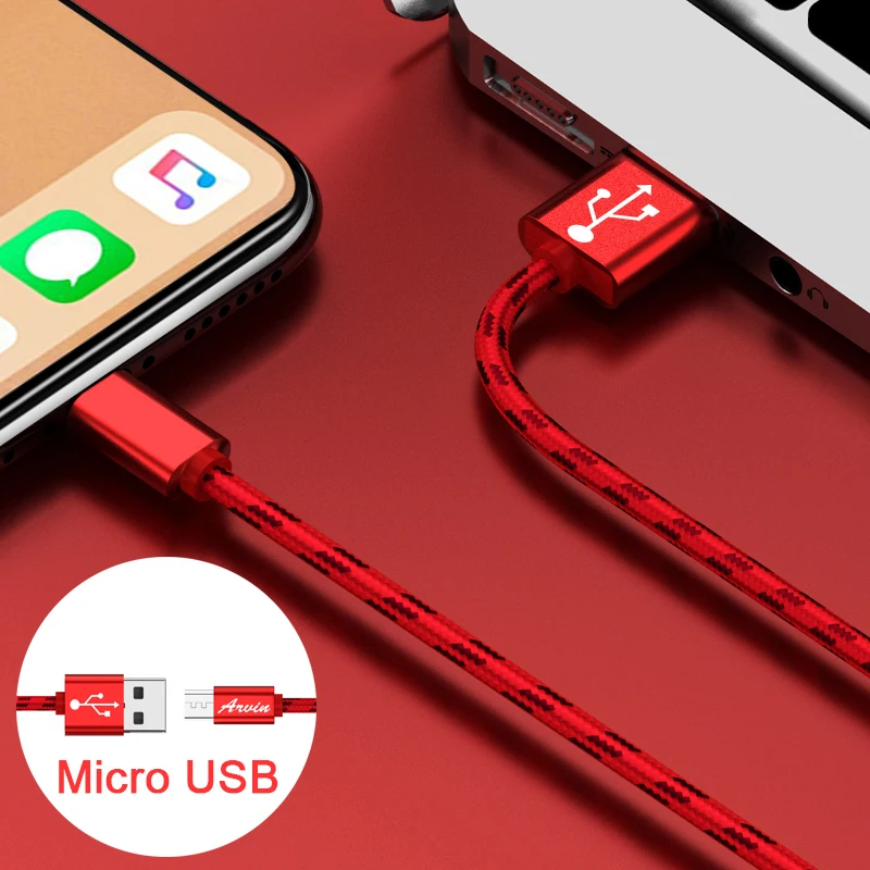 Red Micro USB кабель 3A Быстрая зарядка Microusb зарядное устройство нейлоновый шнур для samsung huawei Xiaomi LG Andriod Microusb Кабели для мобильных телефонов - Цвет: Red