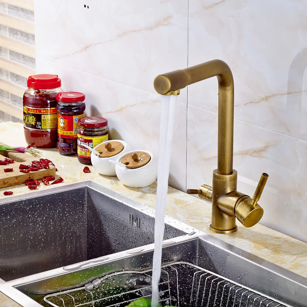 Смеситель кухонный из твердой латуни с двумя выемками|brass kitchen|mixer tapbrass kitchen faucet |