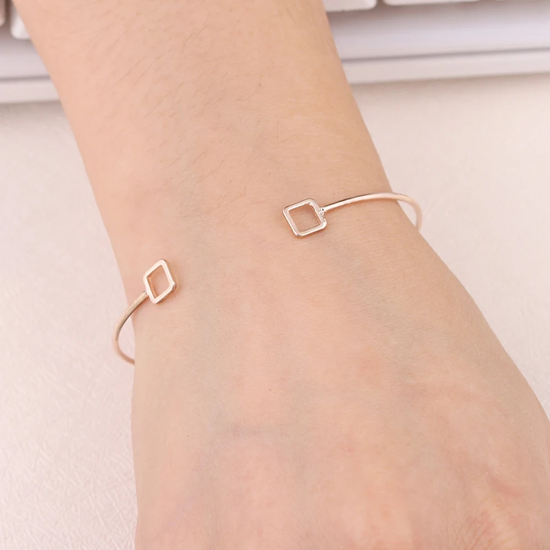 NS80 Лидер продаж золотые браслеты манжеты для женщин простой дизайн квадратный