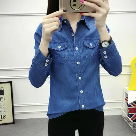 Camisa feminin 2018 autumn winter shirts women cotton flannelette long sleeve blouse Denim shirt flannel basic tops DF314 | Женская