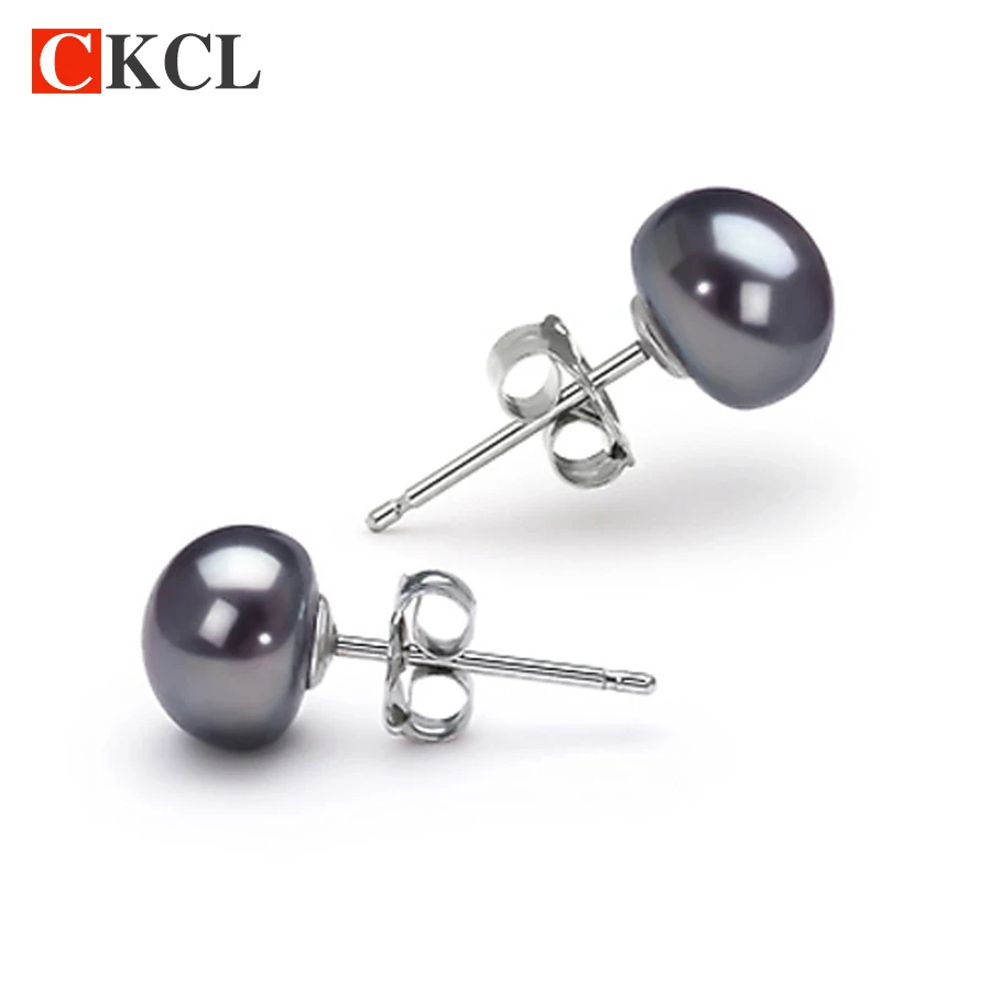 Женские серьги гвоздики с натуральным жемчугом серебряного цвета|pearl stud earrings|fashion