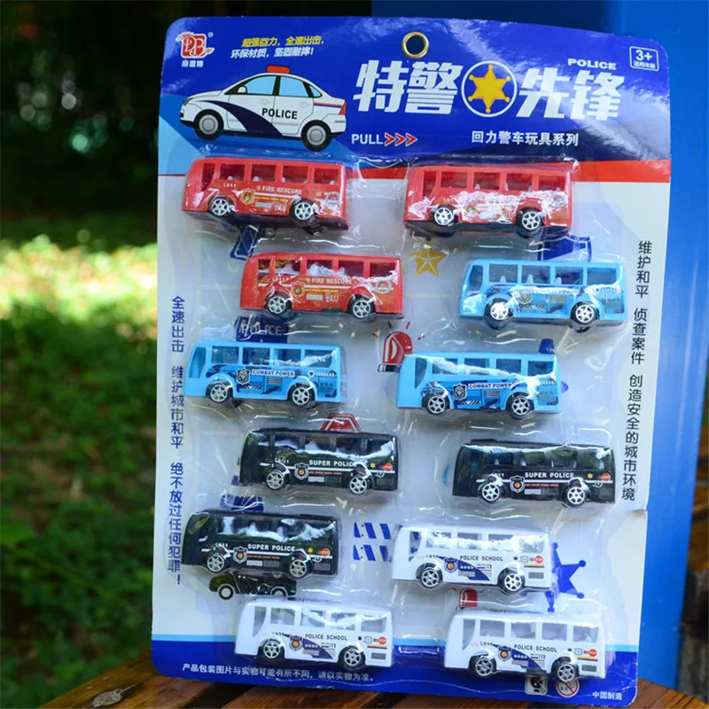 12 шт./лот детские игрушки самолет автобус автомобиль мотоцикл модель полицейской
