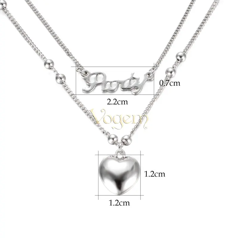 VOGEM буквы сердце колье длинное подвески серебро Двойной слой свитер цепочки