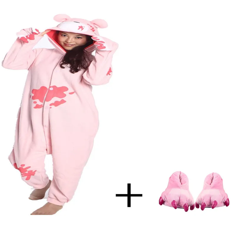 Новый стиль флис мультфильм розовый жестокий медведь комбинезон для отдыха