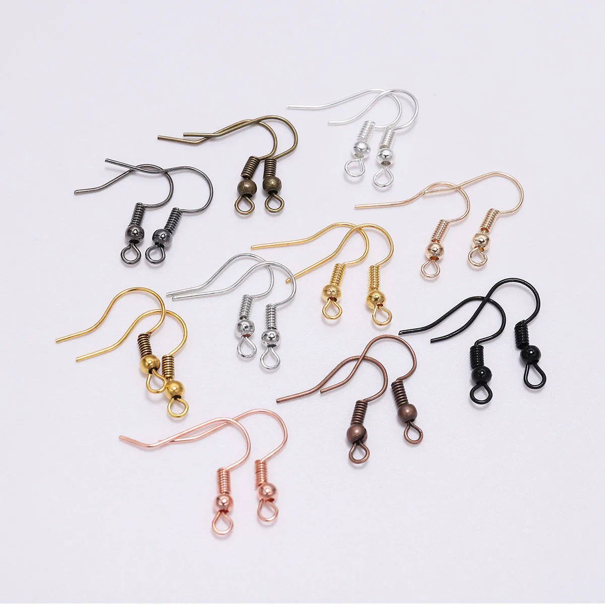 100Pcs/lot 20*17mm Iron  Plated Bead French Hook Earring Wires Fishhook For DIY Earring Jewelry Making Findings Accessories