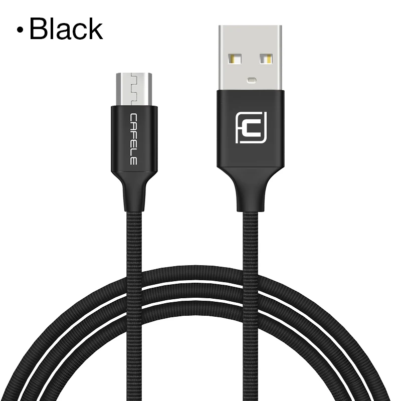 CAFELE Micro Usb кабель для samsung S7 S6 край huawei Xiaomi кабель синхронизации данных и зарядки Usb кабель с нейлоновой оплеткой кабель 5V 2.1A - Цвет: Black