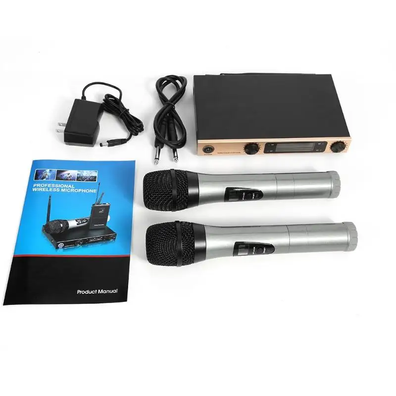 Беспроводная микрофонная система 2 канала UHF Динамический Ручной микрофон для