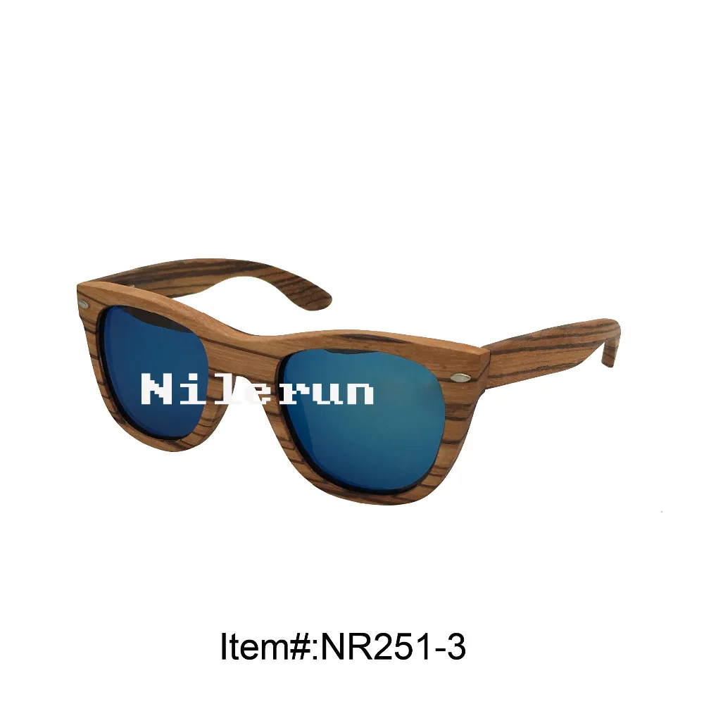 

luxury blue polarized zebrawood sunglasses with metal decorating pins