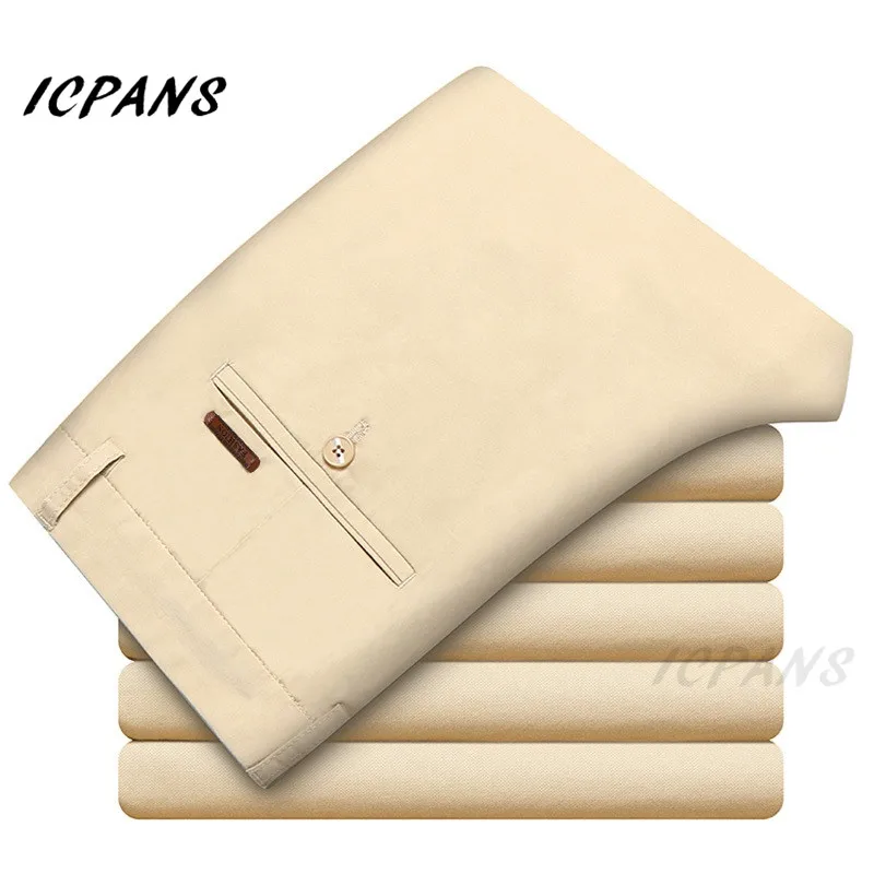 8023 Yellow ICPANS костюм брюки мужские рабочие брюки летние хлопковые прямые стрейч Бизнес офис формальные мужские s Брюки Большие размеры 38 40 42 - Цвет: 8023 Yellow