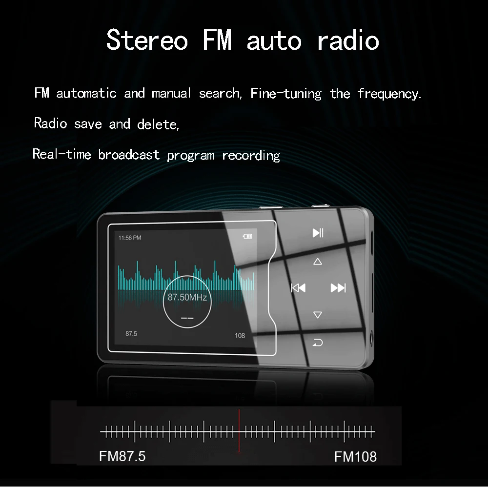 MP3-плеер Bluetooth 4,2 без потерь звук 16 Гб музыкальный плеер встроенный динамик, 2,4 дюймовый большой hd-экран, расширяемый до 128 ГБ