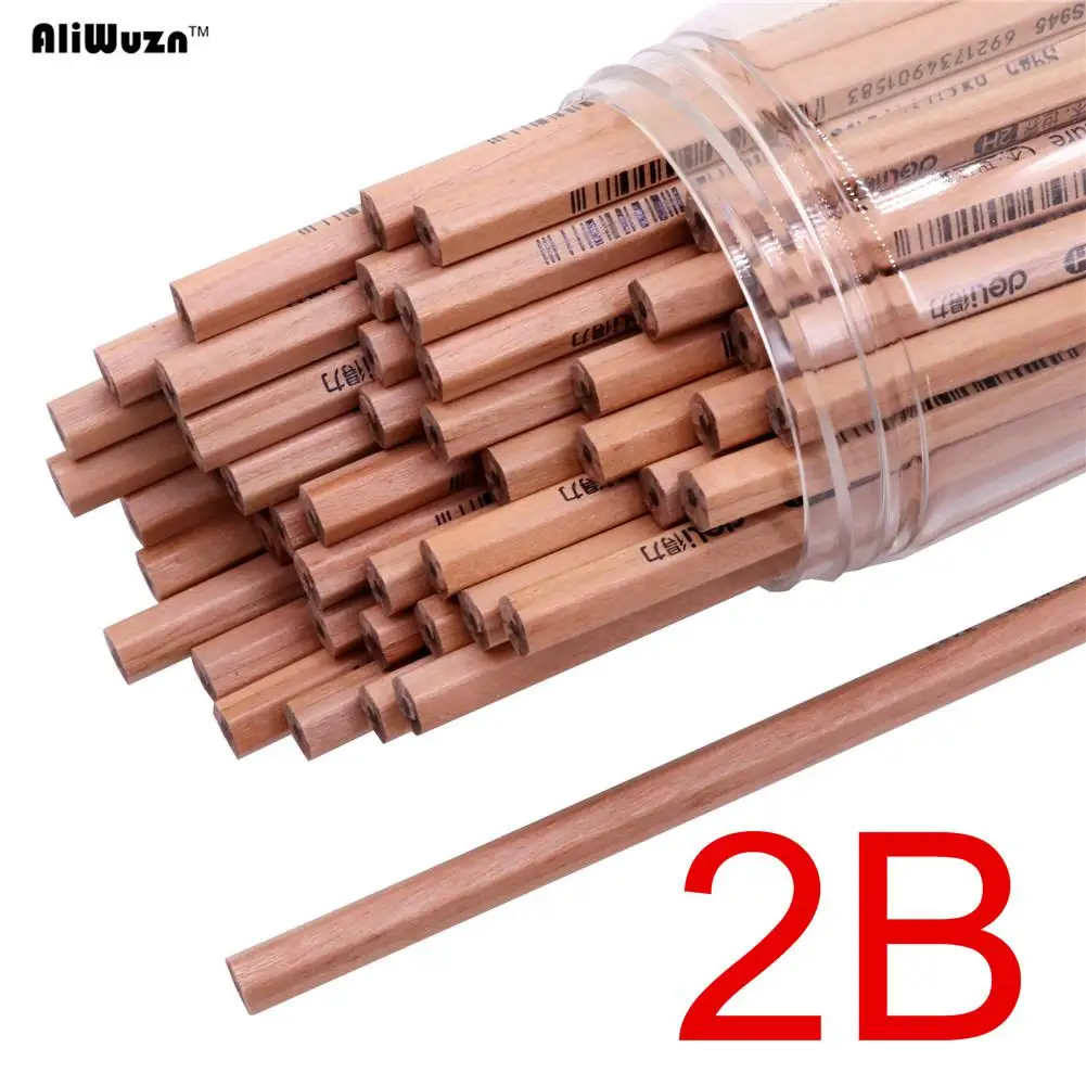 2B 50 pcs 50 шт. HB/2B/2 H плотник карандаш заправка черный круглый пластиковый ведро посылка для рисования профессиональный художественный карандаш - Цвет: 2B 50 pcs