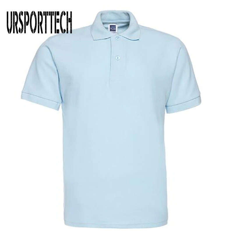 sky blue Брендовая одежда, мужские рубашки поло, мужские хлопковые рубашки поло с коротким рукавом, повседневная Однотонная рубашка Camisa Polo, высокое качество, XS-3XL - Цвет: sky blue