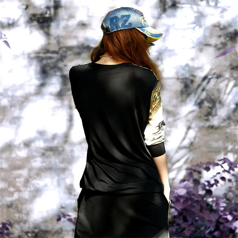 Женский пуловер в стиле хип хоп Just.be.never черная футболка с длинным рукавом и