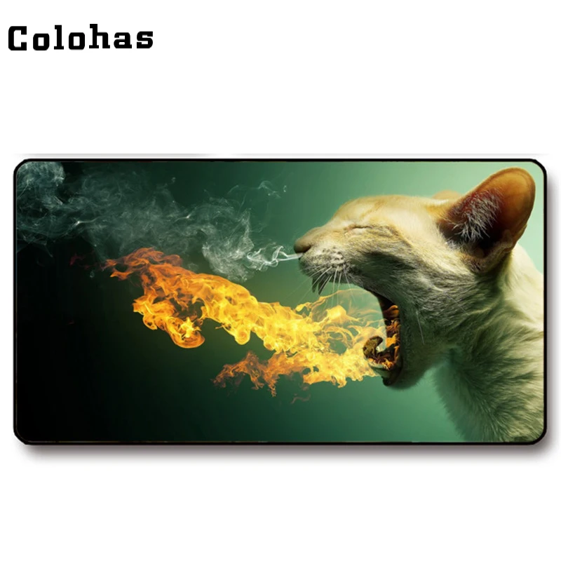 Colohas Angry Cat Pattern Gamer коврик для мыши большой размер игровой с закругленными краями